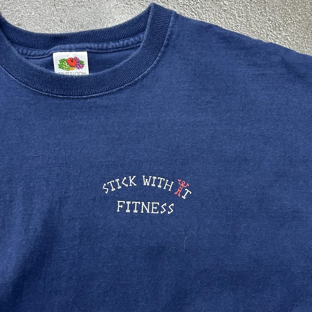 Vintage Stick With It‎ Fitness Shirt Mens XL Blue 2003 Football Hampton 2000s - Picture 2 of 8